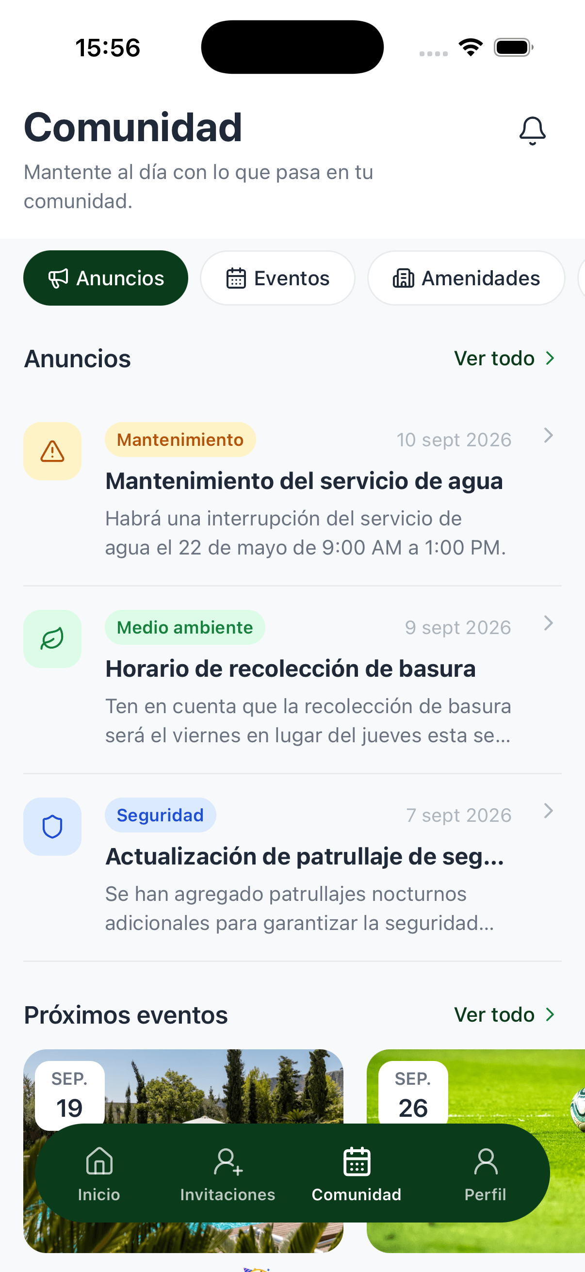 Comunicación de boletín para residentes de una comunidad